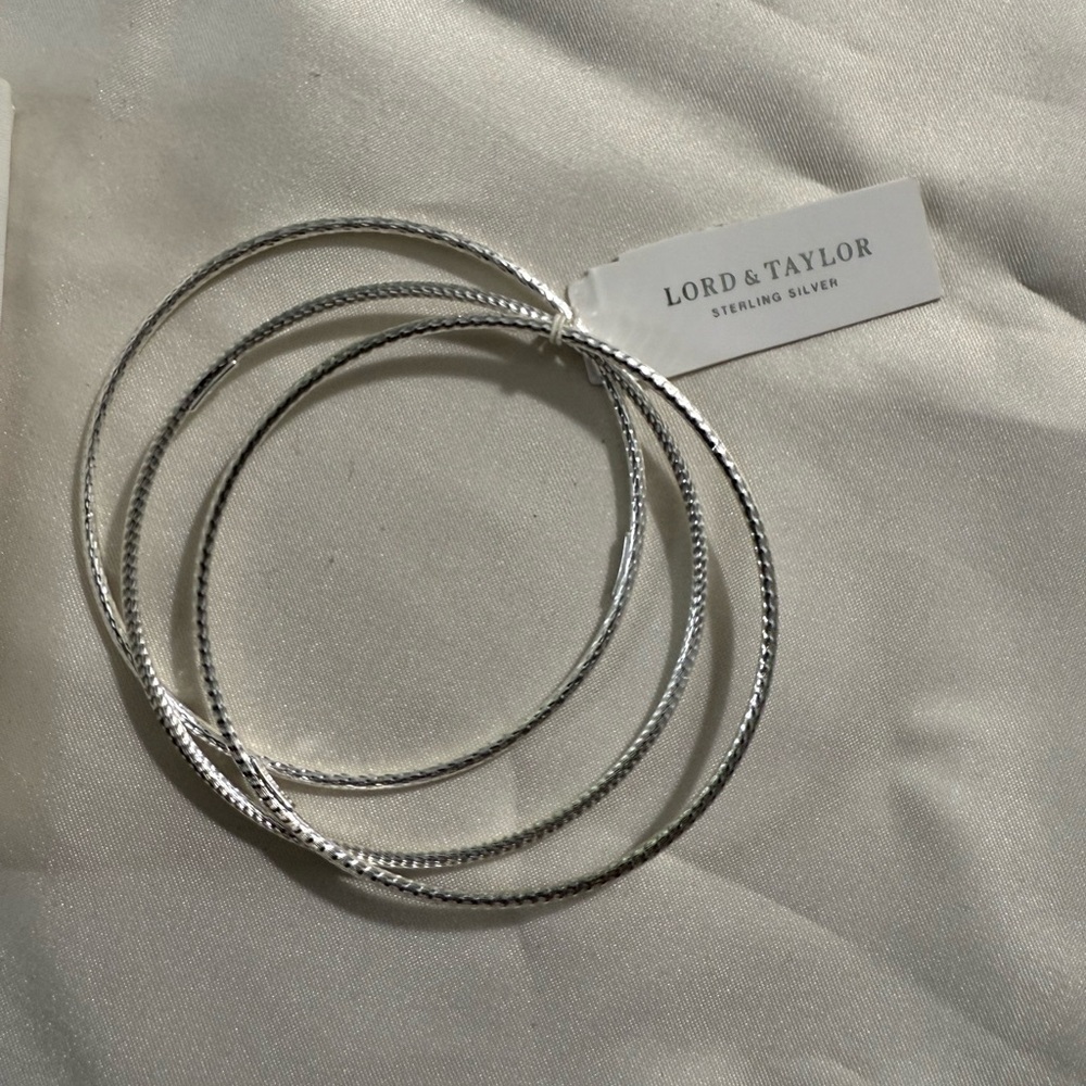 Lord & Taylor Silver Textured Bracelet Set
